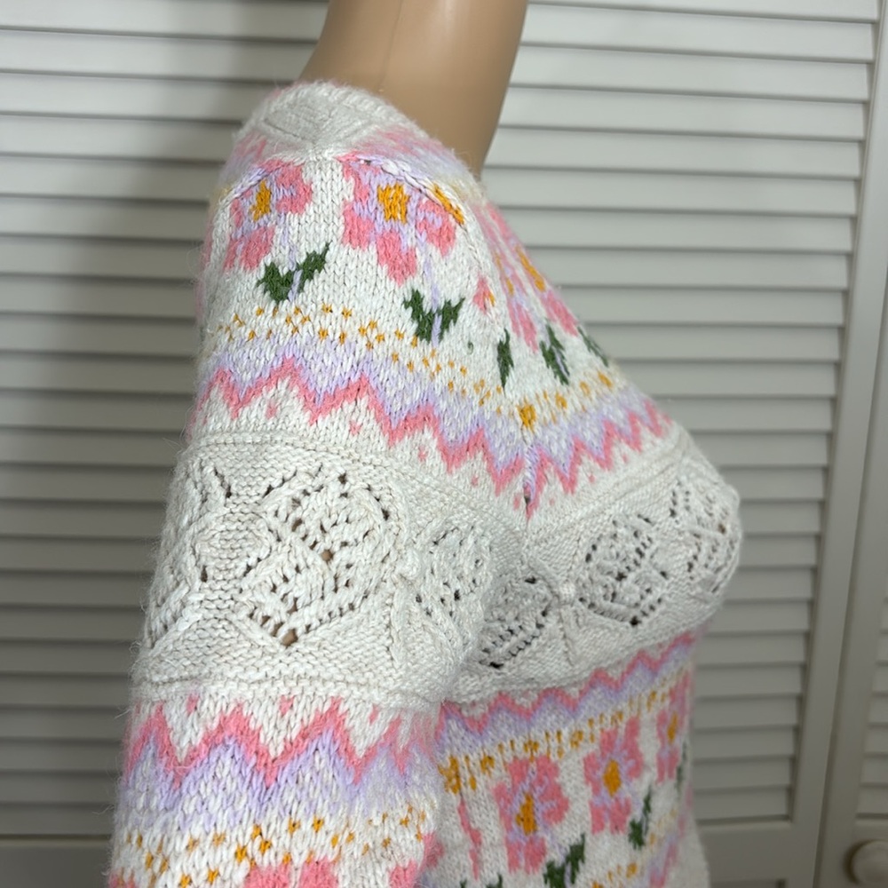 Zara Blogger Fave Floral Jacquard Knit Cropped Cardigan Small - Picture 10 of 14